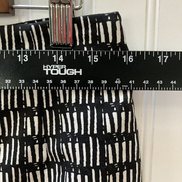 Adrianna Papell Geometric Black White Exposed Zip Lined Pencil Straight Skirt-6 - Picture 6 of 10